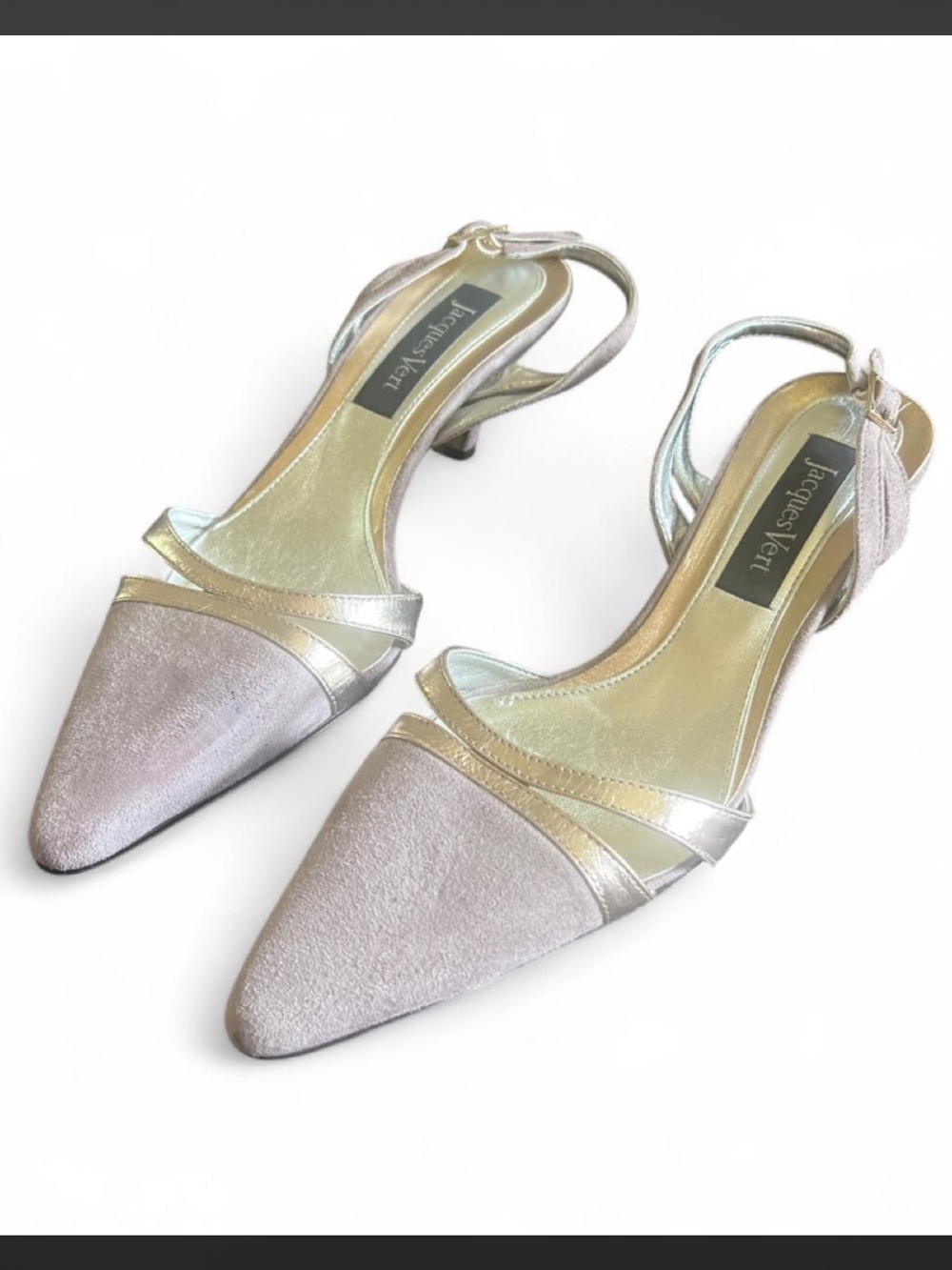 Jacques Vert Women's Pointed Slingback Heels in grey and gold 38